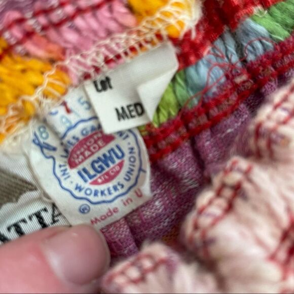 Vintage 70s F.A. Chatta Mixed Material Patchwork Stripe Maxi Skirt M - Picture 9 of 11